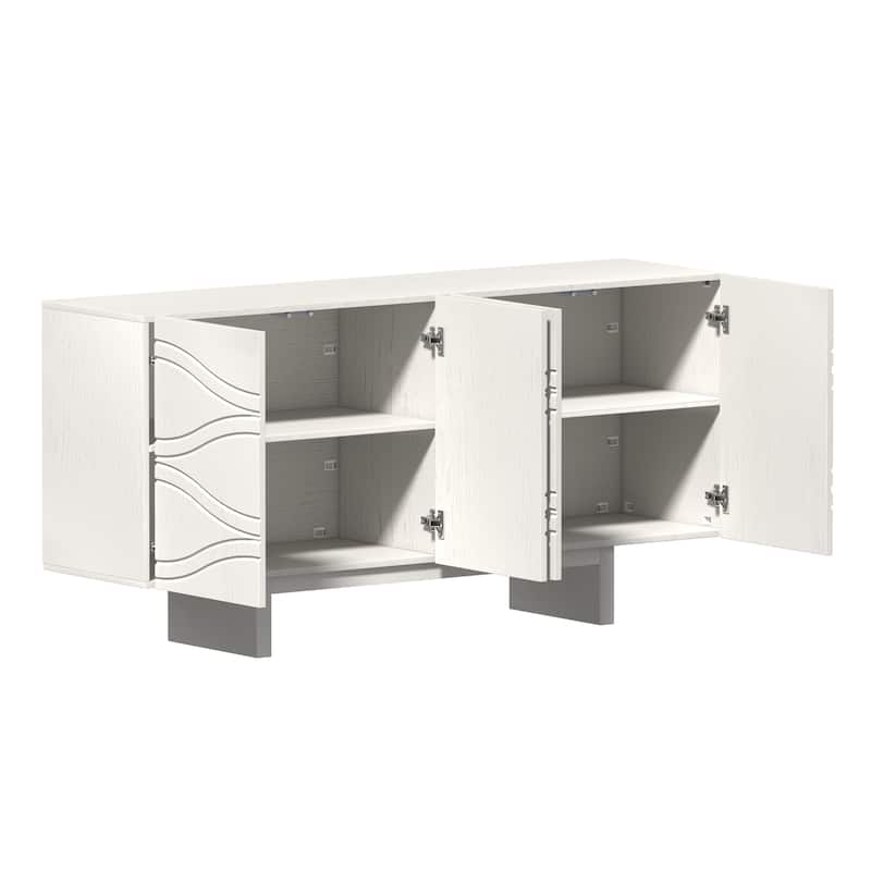 Clihome Mid-century Wood 4-Door Storage Buffet Sideboard