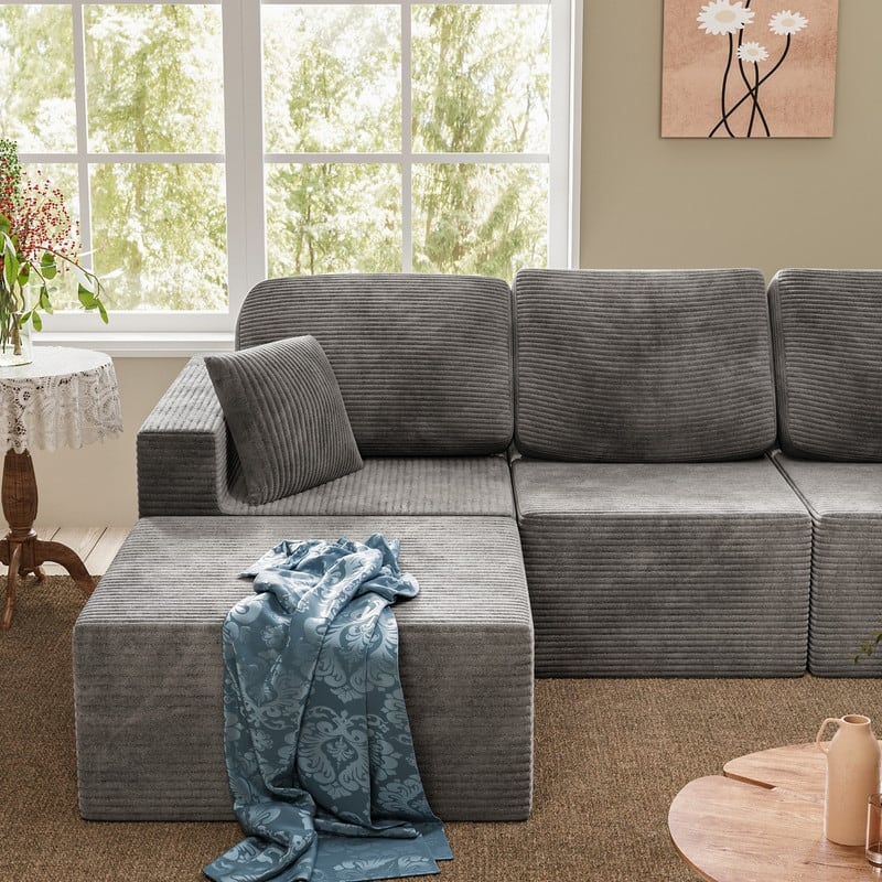 L Shaped Modular Sectional Couch, 126" Boneless Couches for Living Room, Modern Cloud Couch with Chaise Lounge