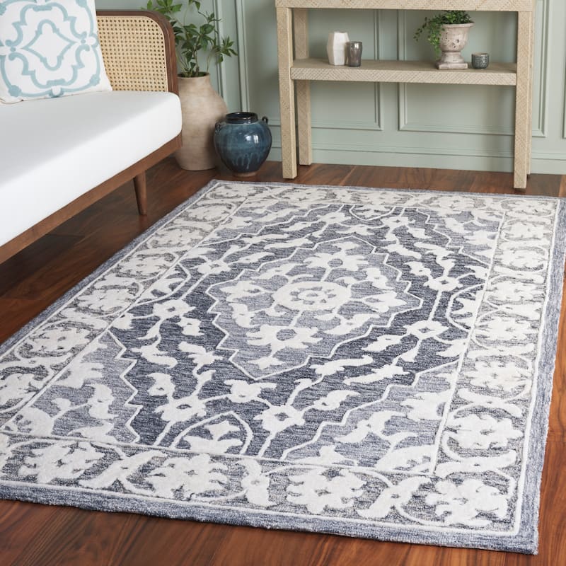 SAFAVIEH Handmade Metro Ivancea Wool Rug - Light Blue/Grey - 6' Square