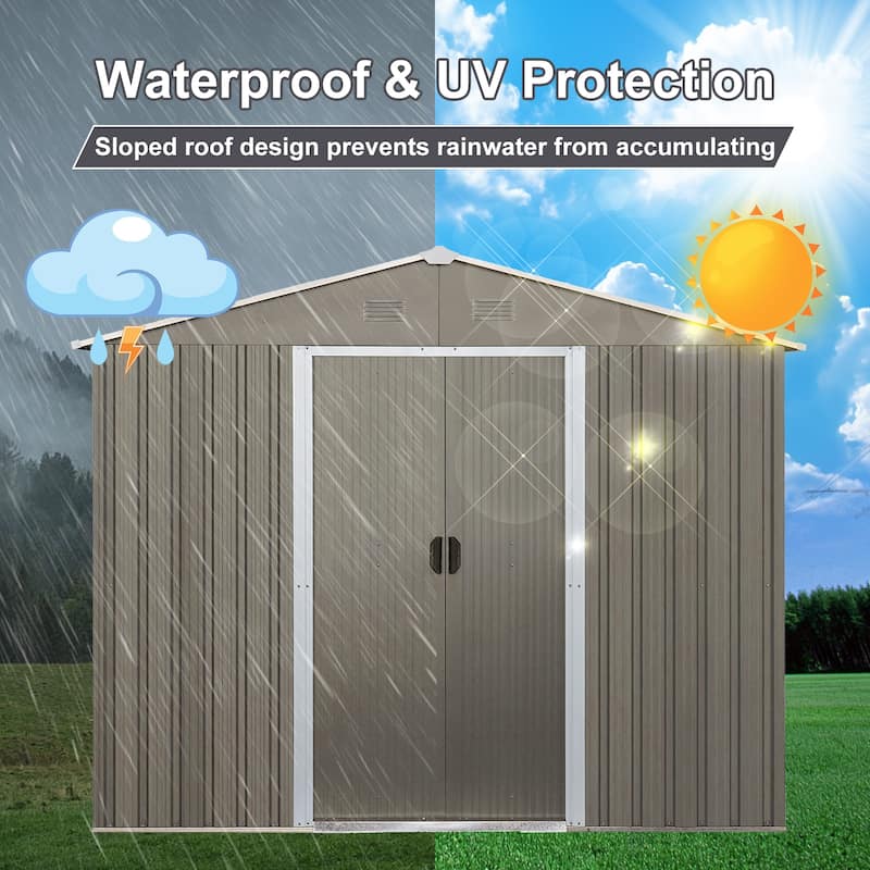 Rust-resistant Metal Storage Shed with Sliding Lockable Door Garden Shed Tool Shed Pet Shed, Punched Vents, Water-proof