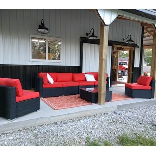Kinbor Patio Sectional Sofa Outdoor Furniture Wicker Sofa Set Conversation Set with Cushions