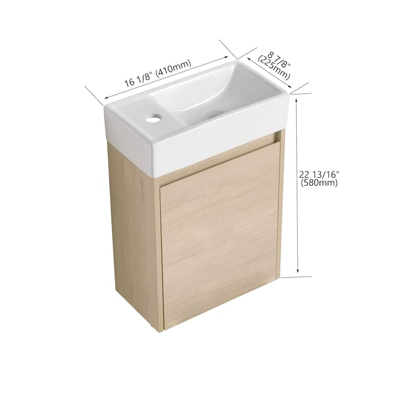 BNK 16/18 Inch Single Sink Bathroom Vanity with Soft Close Door