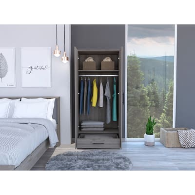 Armoire Wardrobe with 2 Shelves,Double Door,1 Drawer