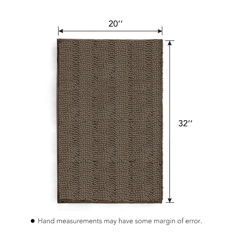 Deconovo Non Slip Chenille Striped Bath Mat Soft Durable