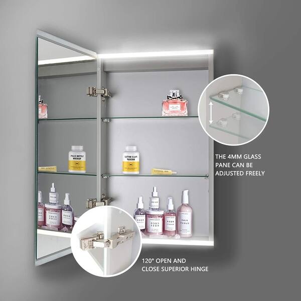 Shop 20 X 26 Led Bathroom Medicine Cabinet With Mirror Intelligent Switch Aluminum Frame Casement Door Surface Mounting Only Overstock 31806688