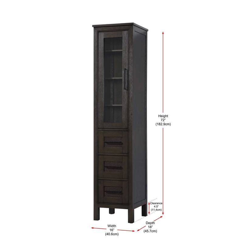 Winslow 16-28 Inch Bath Storage Glass Cabinet