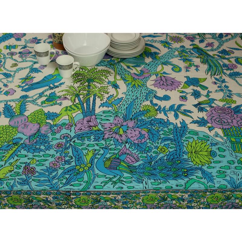 Vibrant Cotton Floral Tree Of Life Tablecloth Collection