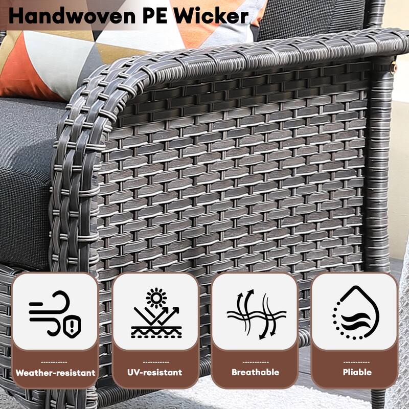 XIZZI 5-piece Single Chairs Wicker Patio Furniture with Firepit