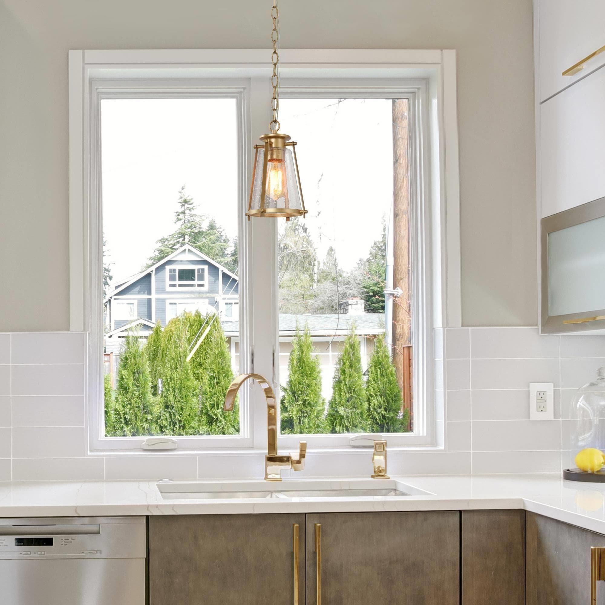 Pendant light above sink top