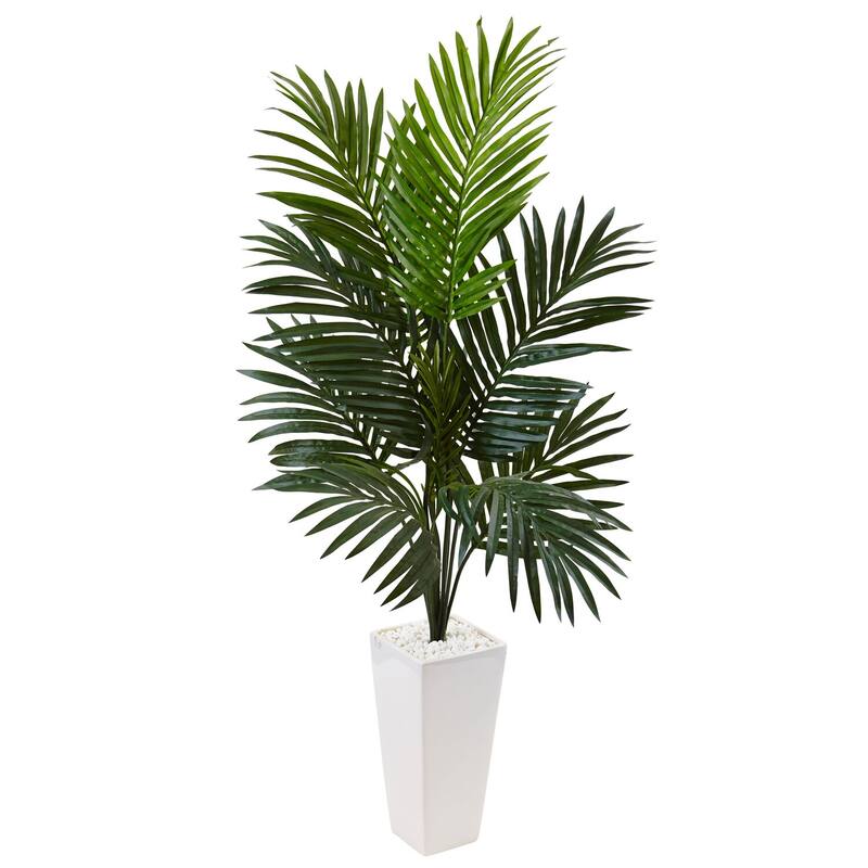 Artificial Palm Tree with Planter - 4.5ft Indoor Tropical Decor - Faux Tree for Home Office Living Room - Green - 51-60 Inches