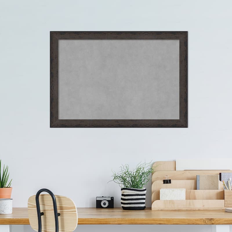 Amanti Art Dappled Black Brown Narrow Framed Magnetic Board