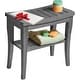 preview thumbnail 29 of 27, Bamboo Shower Bench Spa Stool - Wood 2-Tier Seat, Foot Rest Shaving Stool with Non-Slip Feet + Storage Shelf
