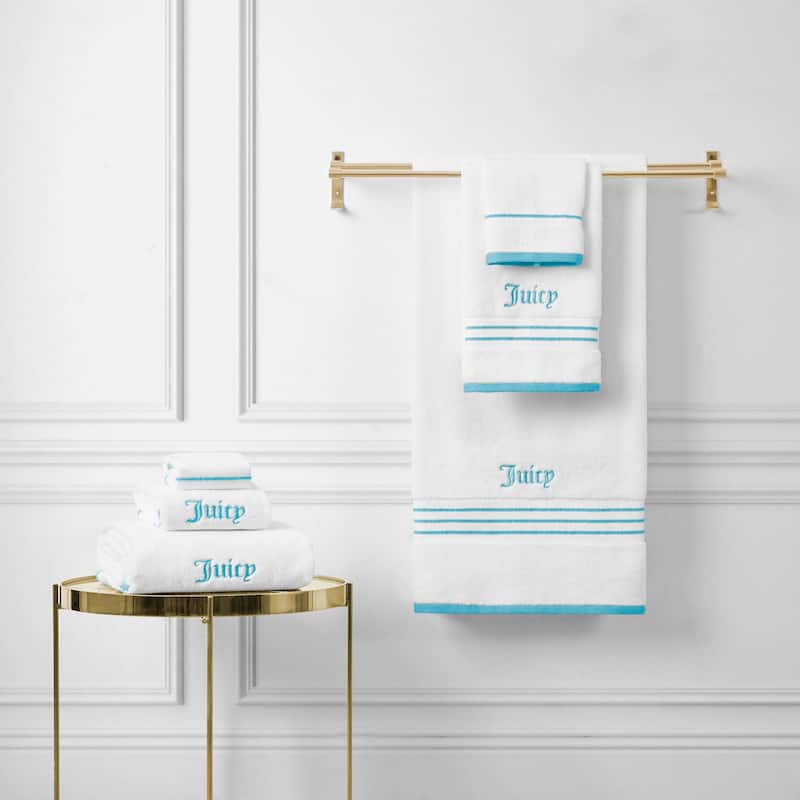 Juicy Couture Neon Border Bath Towels 6-Piece 2 Bath towels 2 Hand towels 2 Washcloths - 28"x54"/16"x26"/12"x12"