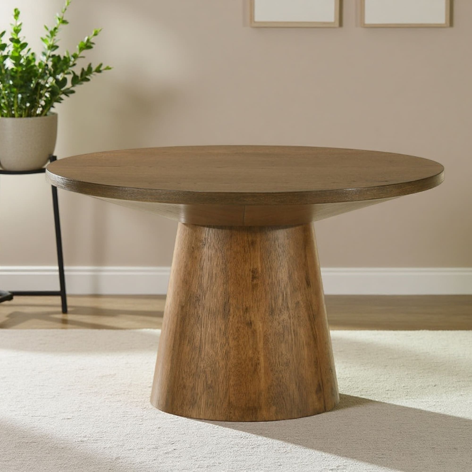 29" Round Wood Coffee Table with Pedestal Base