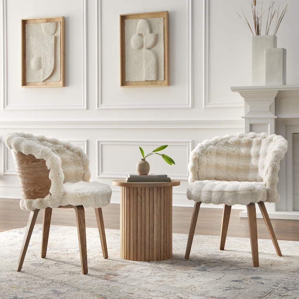Lifestorey Amanda Faux Fur Chair (Set of 2)