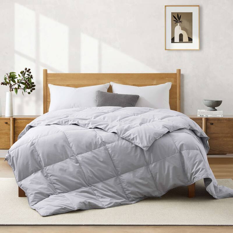 Lightweight Premium White Goose Down Comforter Duvet Insert for Summer - California King - Lightweight Light Gray
