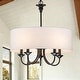 preview thumbnail 1 of 10, Rennnsan 5-Light Traditional Drum Fabric Chandelier for Dining Room - 19.69 in. W x 21.65 in. H 19.69 in. W x 21.65 in. H - Black