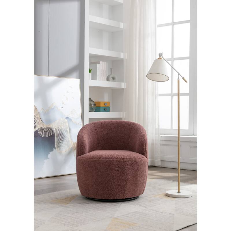 25.60" Swivel Barrel Chair, Modern Small Single Sofa Chair Comfy Round Upholstered Armchair for Living Room Bedroom
