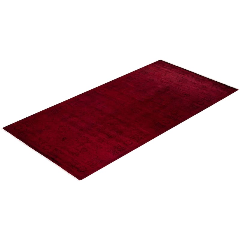 Overton Hand Knotted Wool Vintage Inspired Modern Contemporary Overdyed Red Area Rug - 5' 2" x 10' 5"