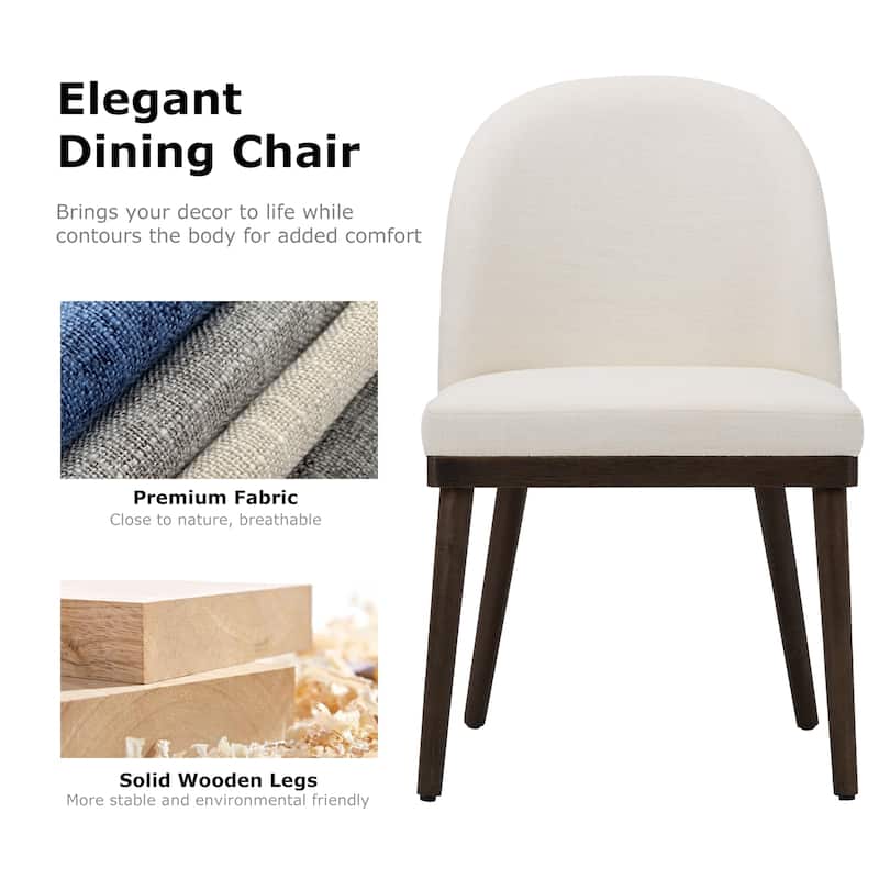 Upholstered Fabric Dining Chairs with Curved Backrest