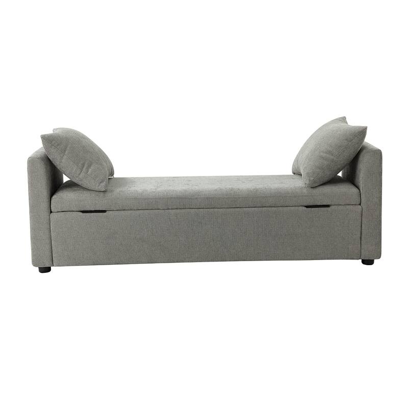 Franco Modern Upholstered Storage Bench with Two Throw Pillows and Thick Padded Cushion