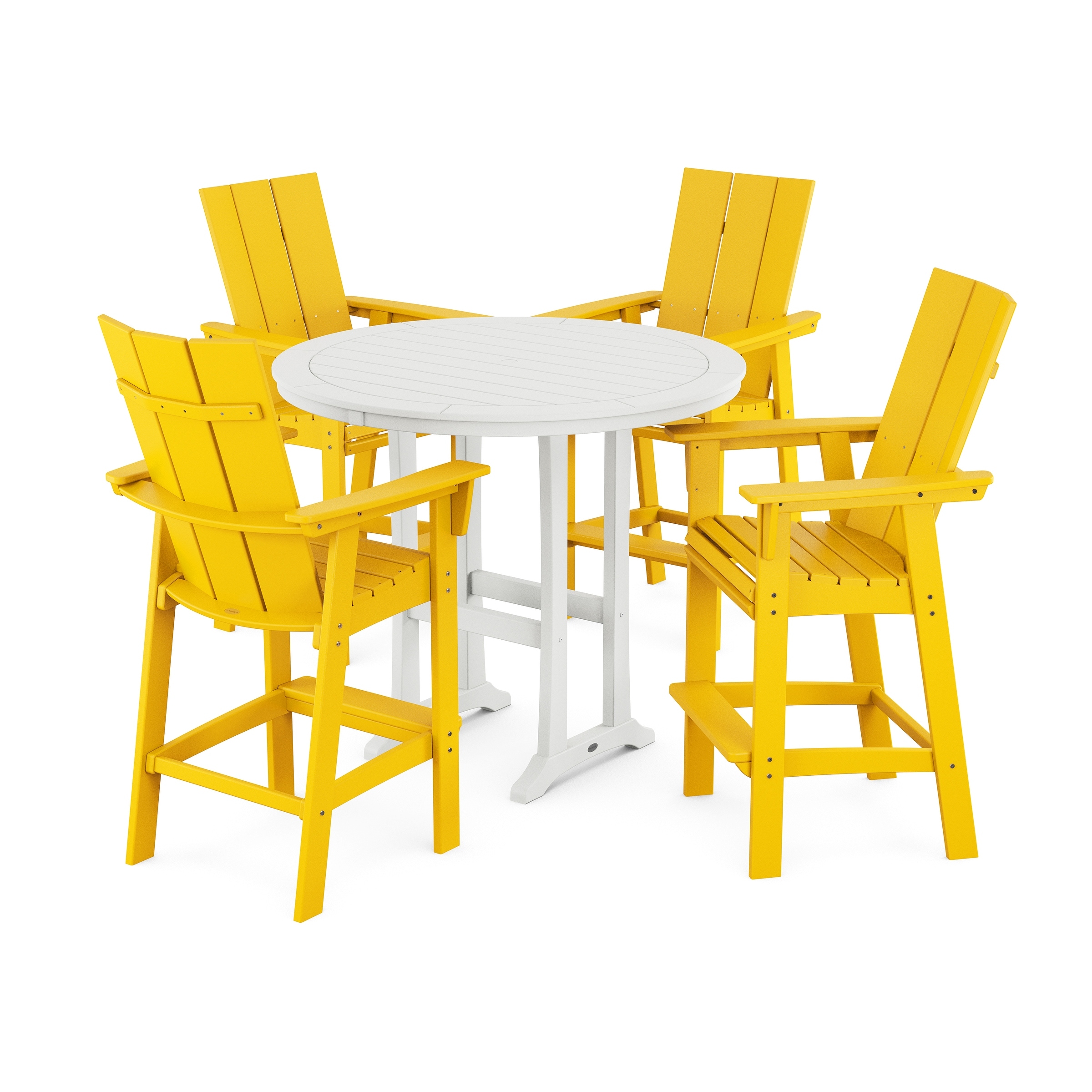 POLYWOOD Modern Adirondack 5-Piece Nautical Trestle Bar Set