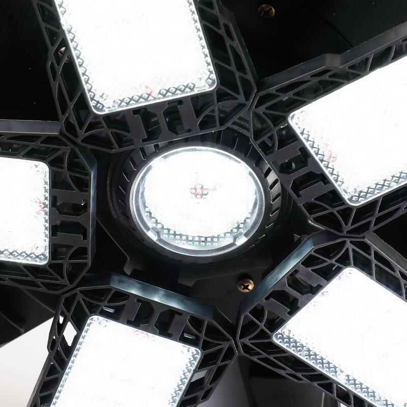 72" Industrial Matte Black Garage Large Ceiling Fan with Foldable LED Light and Remote