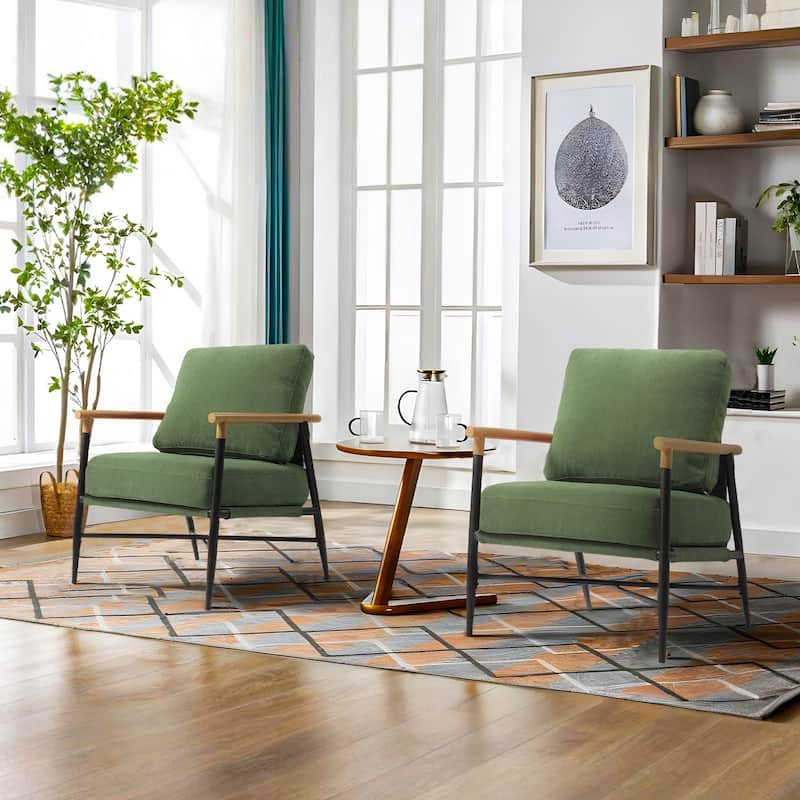 Industrial Upholstered Accent Chair Club Chair with Metal Frame