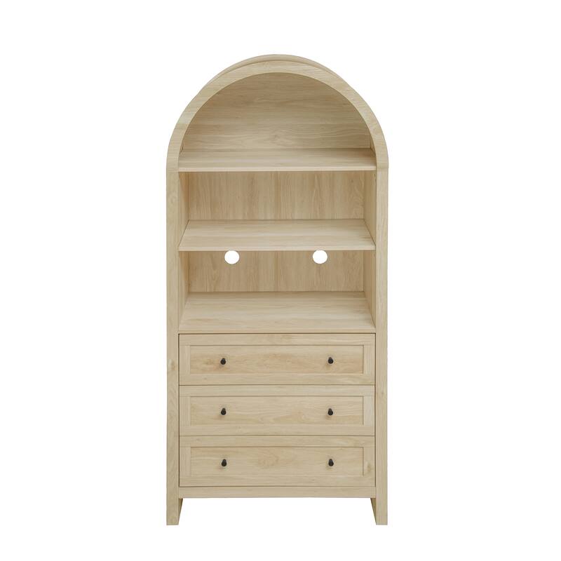 GDFStudio - Modern Farmhouse Arched Storage Cabinet with Drawers and Shelves