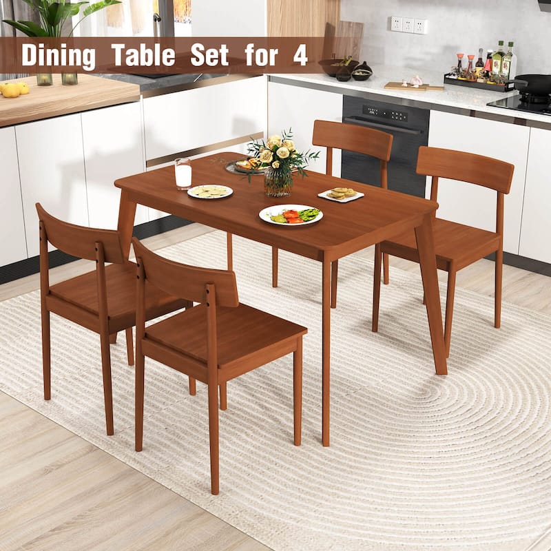 Costway 5 PCS Dining Table Set Rectangular Kitchen Table & 4 Chairs