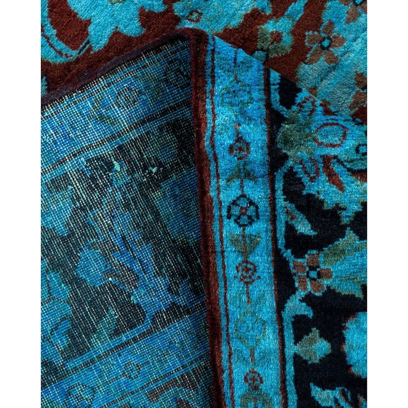 Overton Hand Knotted Wool Vintage Inspired Modern Contemporary Overdyed Blue Area Rug - 4' 1" x 5' 10"
