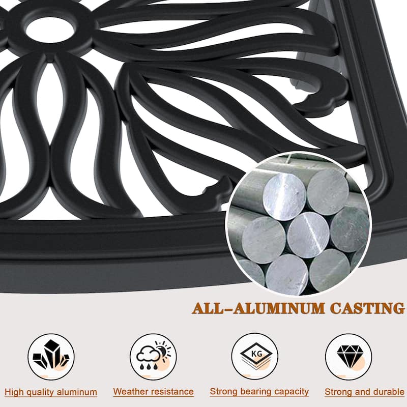 5-Piece Cast Aluminum Outdoor Dining Set with 47.24 in. Round Table and Brown Seat Cushions