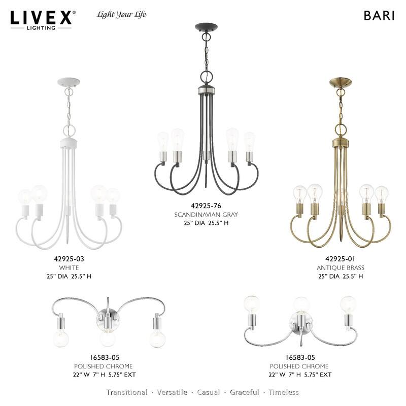 Livex Lighting 5-light White Finish Chandelier, 42925-03 - 25" DIA X 25.5" H