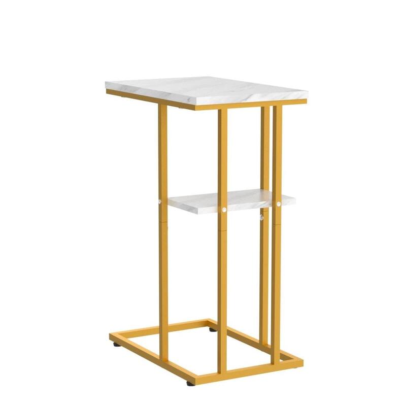 C Table End Table Set of 2,Side Table Living Room,C Shaped Side Table,Couch Tables That Slide Under Couch Table with Metal Frame