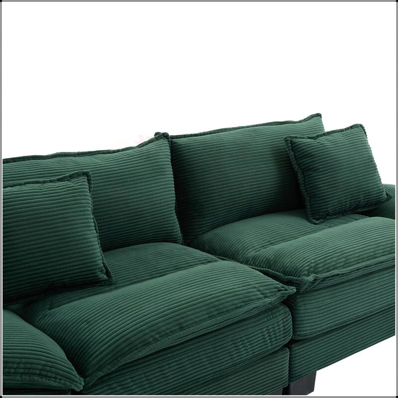 Corduroy Sofa Sleeper with Pillows