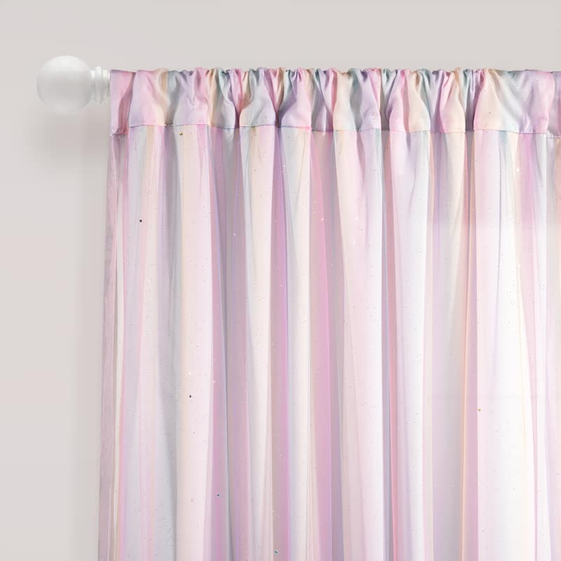 Lush Decor Rainbow Sheer Rod Pocket With Lining Window Curtain Panel Single