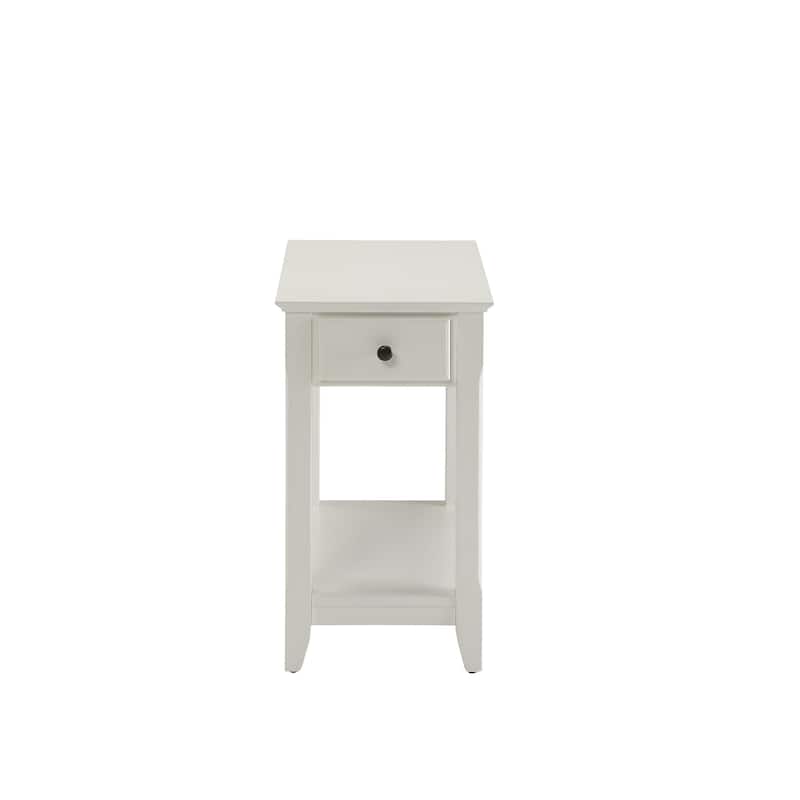 HomeRoots 23" White Solid and Manufactured Wood End Table With Drawer And Shelf