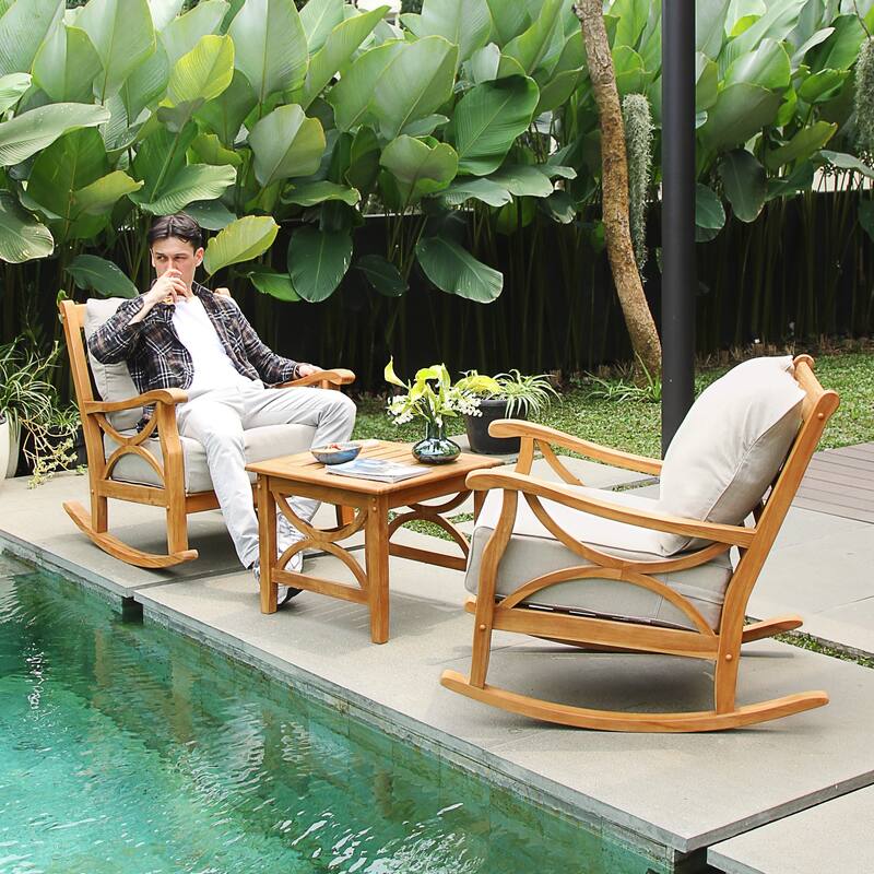 Cambridge Casual Lowell 3-Piece Teak Patio Chat Set