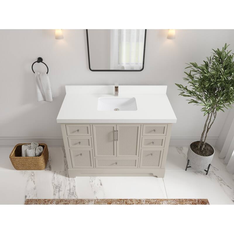 Willow Collections 48 in. W x 22 in. D Alys Single Sink Bathroom Vanity with Countertop - 2"White Quartz - Fine Grain