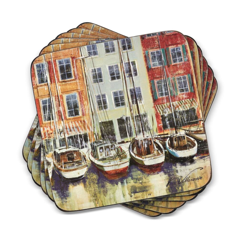 Pimpernel Set of 6 Boat Scene Coasters - 4 Inch