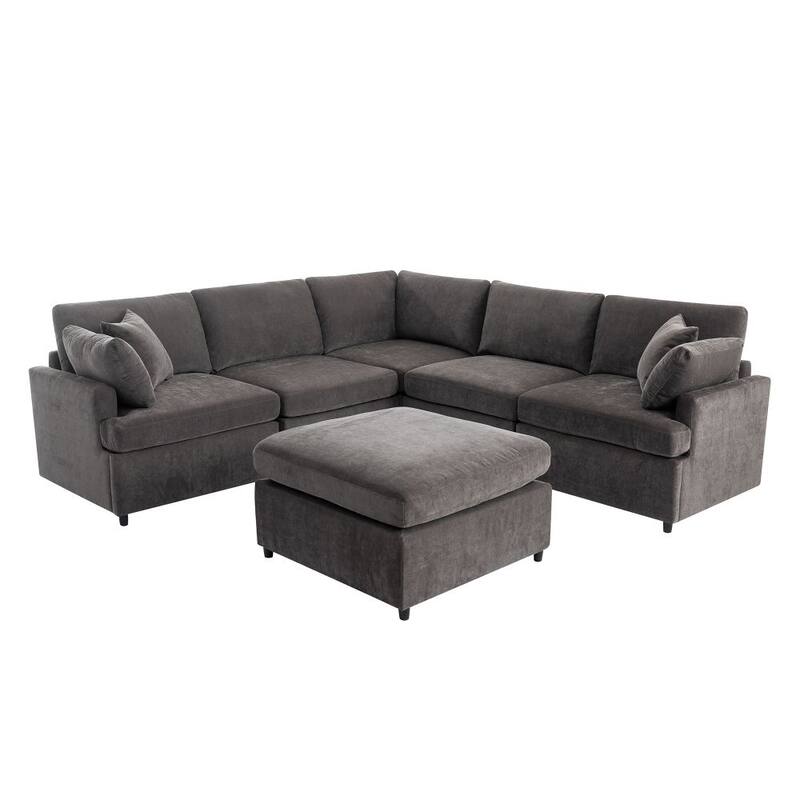Modern Large U-Shape Sectional Sofa, with Removable Ottomans for Living Room