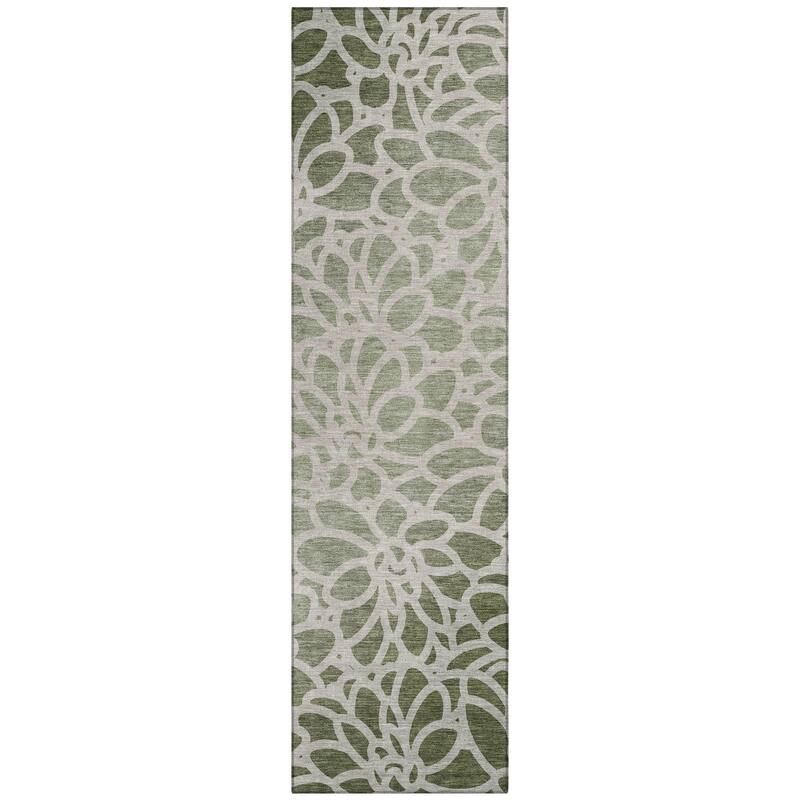 Machine Washable Indoor/ Outdoor Floral Craze Chantille Rug