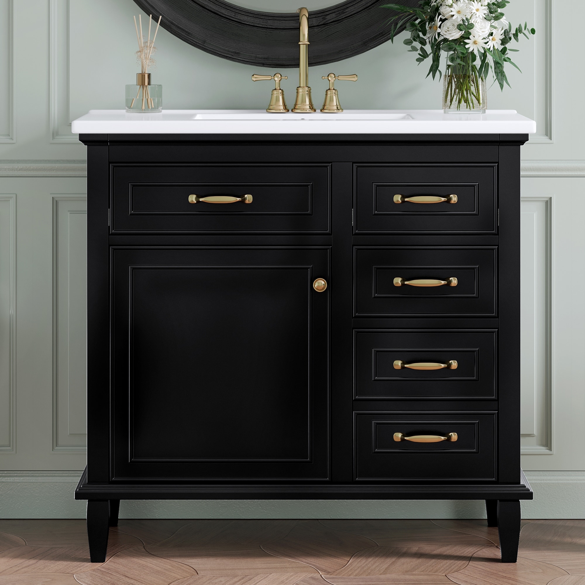 36 Inch Bathroom Vanity with Ceramic Sink Top