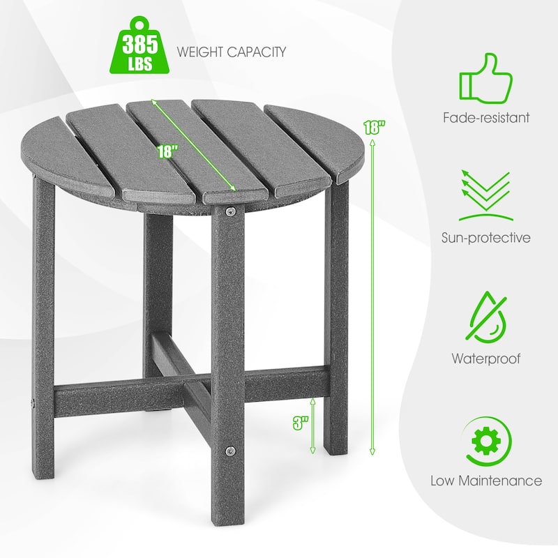Gymax 2PCS 18''Adirondack Side Table Weather Resistant HDPE Garden