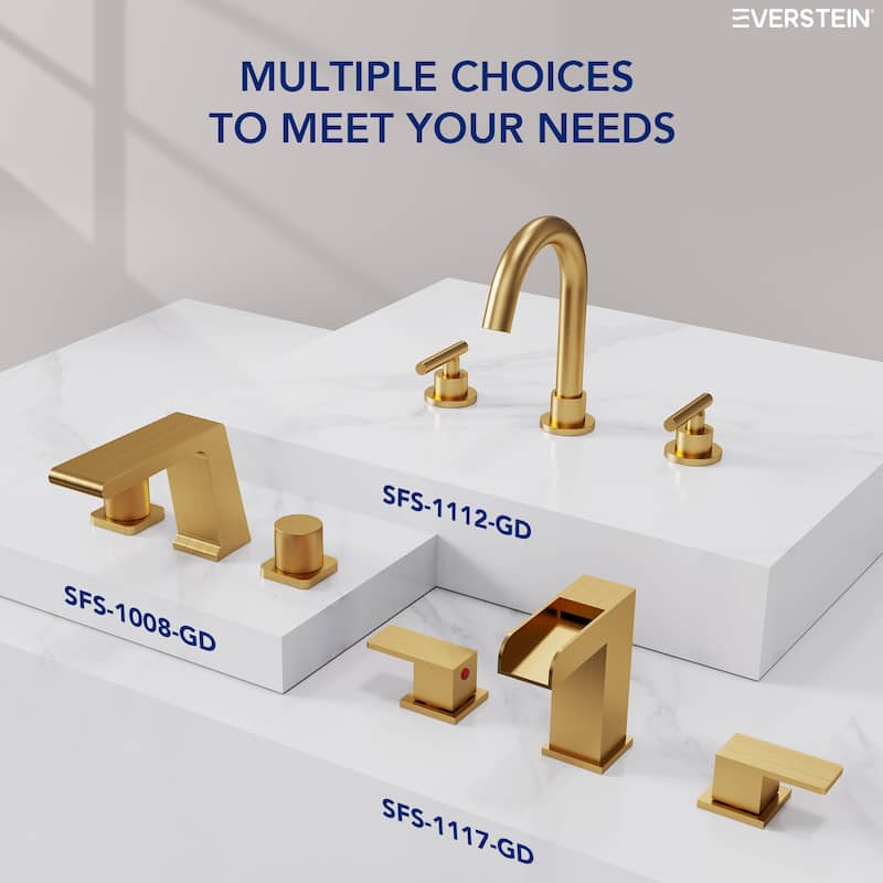 2 Pack, 3 Hole Widespread Bathtub Faucet with High Flow Waterfall Spout