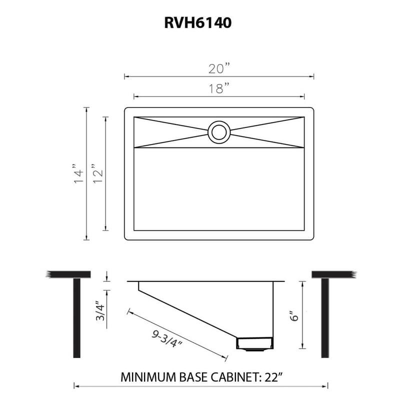 Ruvati 20 x 14 inch Brushed Stainless Steel Undermount Bathroom Sink Stainless Steel - RVH6140ST