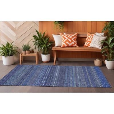 Rana Stripe Weather Resistant Blended Style Runner Outdoor Rug