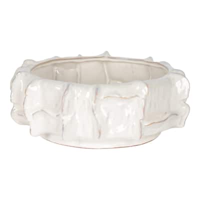 Ceramic Bowl Glossy Finish Capri Style Sculpted Texture - 6" White - 16" x 16" x 6"
