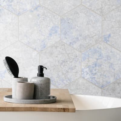 Merola Tile Emotion Hex Grey 9-7/8" x 11-1/4" Porcelain Floor and Wall Tile