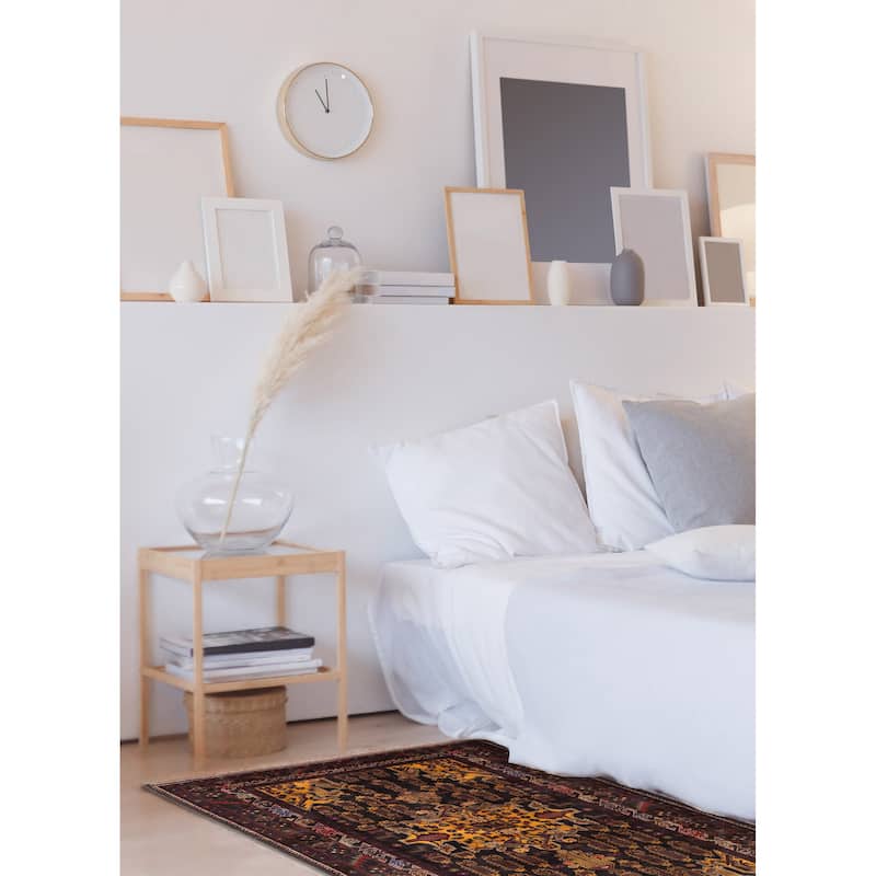 ECARPETGALLERY Hand-knotted Teimani Black Wool Rug - 3'8 x 6'6